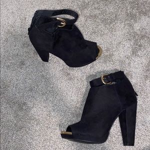 Suede Black Heels